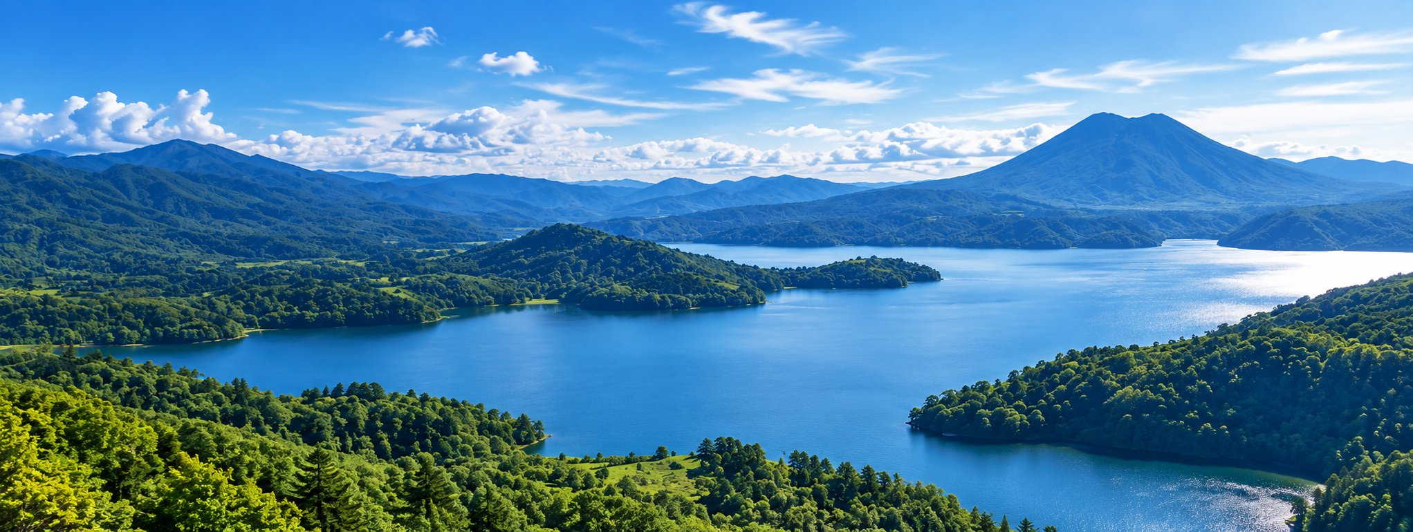 北海道を想起させる山・湖・森林の企業キービジュアル