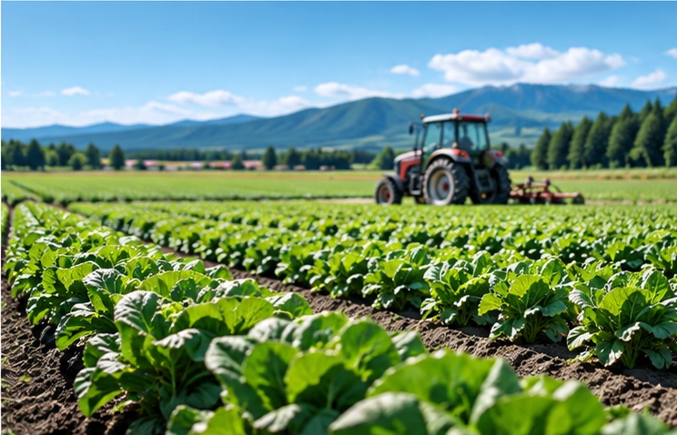 北海道を想起させる農地と農業現場のAGRI SOLUTIONSビジュアル